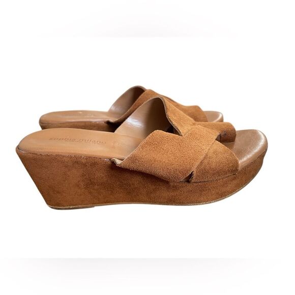 Sophia Milano Suede Wedge Sandals Size 6.5 - Picture 7 of 14